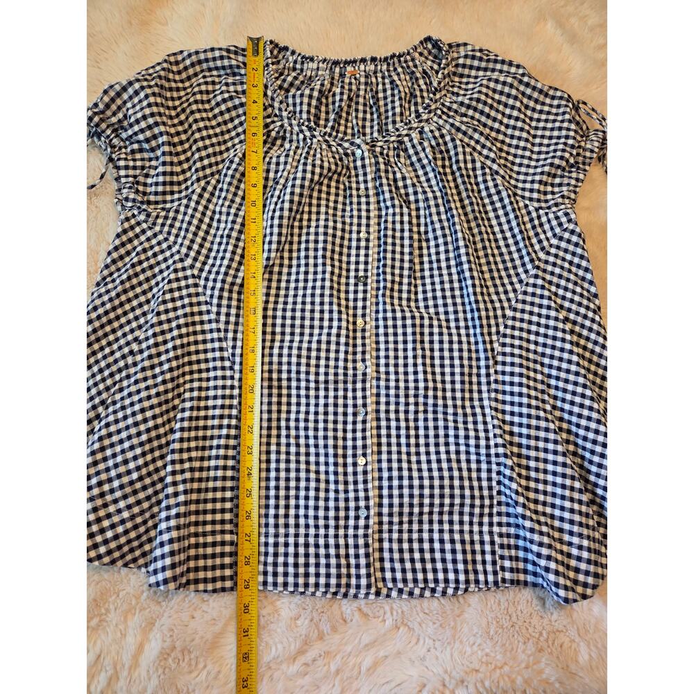 Free People Farley Gingham Navy White Tunic oversized Fit size M - Picture 3 of 9